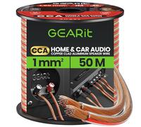 GearIT 18 Gauge 2x1mm² Speaker Cable CCA Wire (50m - Clear) Copper Clad Aluminum - Great for Hi-Fi Home Theater and Car Speakers - 18awg