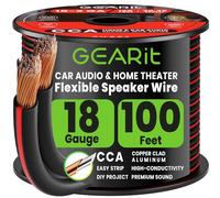 GEARit 18 Gauge Speaker Cable 100ft / 30.48m, 2x1mm² Speaker Wire with Polarity Markings, 2-Conductor 18AWG CCA Audio Cable for In-Wall Home Theater, Car Audio Stereo, HiFi Surround Sound (Black)