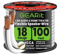 GEARit 18 Gauge Speaker Cable 100ft / 30.48m, Flexible 2x1mm² Speaker Wire with Polarity Markings, 18AWG CCA Audio Cable for In-Wall Home Theater, Car Audio Stereo, HiFi Surround Sound (White)