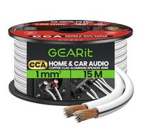 GEARit 18 Gauge Speaker Cable 15m, Flexible 2x1mm² Speaker Wire with Polarity Markings, 18AWG CCA Audio Cable for In-Wall Home Theater, Car Audio Stereo, HiFi Surround Sound (White)