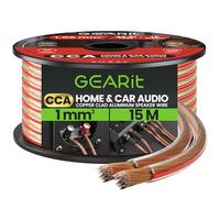 GEARit 18 Gauge Speaker Cable 15m, Flexible 2x1mm² Speaker Wire with Polarity Markings, 18AWG CCA Audio Cable for In-Wall Home Theater, Car Audio Stereo, HiFi Surround Sound (Clear)