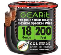 GEARit 18 Gauge Speaker Cable 200ft / 60.96m, Flexible 2x1mm² Speaker Wire with Polarity Markings, 18AWG CCA Audio Cable for In-Wall Home Theater, Car Audio Stereo, HiFi Surround Sound (Black)