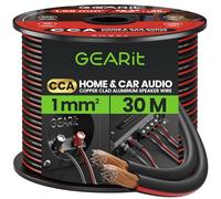 GEARit 18 Gauge Speaker Cable 30m, Flexible 2x1mm² Speaker Wire with Polarity Markings, 18AWG CCA Audio Cable for In-Wall Home Cinema, Car Audio Stereo, HiFi Surround Sound (Black)