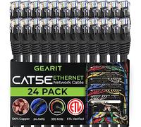 GearIT 24-Pack, Cat5e Ethernet Patch Cable 3 Feet - Snagless RJ45 Computer LAN Network Cord, Black