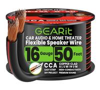 GEARit 2x1.5mm² Speaker Cable 15.24m / 50ft, Flexible 16AWG Speaker Wire with Polarity Markings, Twin Core CCA Audio Cable for In-Wall Home Cinema, Car Audio Stereo, HiFi Surround Sound(Black)