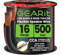 GEARit 2x1.5mm² Speaker Cable 152.4m / 500ft, Flexible 16AWG Speaker Wire with Polarity Markings, Twin Core CCA Audio Cable for In-Wall Home Cinema, Car Audio Stereo, HiFi Surround Sound(Black)