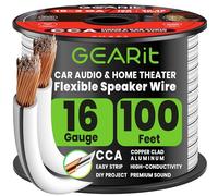 GEARit 2x1.5mm² Speaker Cable 30.48m / 100ft, 16 Gauge Speaker Wire with Polarity Markings, Copper Clad Aluminum CCA Audio Cable for In-Wall Home Cinema, Car Audio Stereo, HiFi Surround Sound(White)