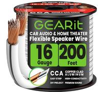GEARit 2x1.5mm² Speaker Cable 60.96m / 200ft, 16 Gauge Speaker Wire with Polarity Markings, Copper Clad Aluminum CCA Audio Cable for In-Wall Home Cinema, Car Audio Stereo, HiFi Surround Sound(White)