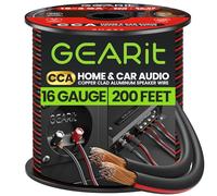 GEARit 2x1.5mm² Speaker Cable 60.96m / 200ft, Flexible 16AWG Speaker Wire with Polarity Markings, Twin Core CCA Audio Cable for In-Wall Home Cinema, Car Audio Stereo, HiFi Surround Sound(Black)