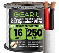 GEARit 2x1.5mm² Speaker Cable OFC 76.2 m/250 ft,UL CL2 Rated 16 AWG Copper Wire with Polarity Markings,OFC Speaker Wire for in-Wall Home Cinema,School,Church & Commercial Audio(White)