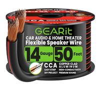 GEARit 2x2.5mm² Speaker Cable 15.24m/50ft, 14AWG Twin Core Speaker Wire with Polarity Markings, Ultra Flexible CCA Audio Cable for In-Wall Home Cinema, Car Audio Stereo, HiFi Surround Sound - Black