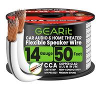 GEARit 2x2.5mm² Speaker Cable 15.24m/50ft, 14AWG Twin Core Speaker Wire with Polarity Markings, Ultra Flexible CCA Audio Cable for In-Wall Home Cinema, Car Audio Stereo, HiFi Surround Sound - White