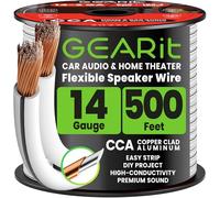 GEARit 2x2.5mm² Speaker Cable 152.4m/500ft, 14AWG Twin Core Speaker Wire with Polarity Markings, Flexible CCA Copper Clad Aluminum Audio Cable for In-Wall Home Home Cinema, HiFi & Car Stereo - White