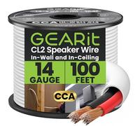 GEARit 2x2.5mm² Speaker Cable 30.48 m/100 ft, CL2 Rated In-Wall CCA Speaker Wire, Color Coded 14AWG Wire for Home Cinema, School, Church & Commercial Audio & Office Installations(White)