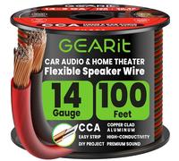 GEARit 2x2.5mm² Speaker Cable 30.48 m/100 ft,Speaker Wire with Foot Markers & Polarity Markings,14 AWG Wire for Car Audio & Home Theater Speakers,Audio Cable for DIY Installations,CCA(Black Red)