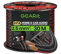 GEARit 2x2.5mm² Speaker Cable 30M, 14AWG Twin Core Speaker Wire with Polarity Markings, Flexible CCA Copper Clad Aluminum Audio Cable for In-Wall Home Home Cinema, HiFi & Car Stereo - Black