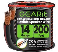 GEARit 2x2.5mm² Speaker Cable 60.96m/200ft, 14AWG Twin Core Speaker Wire with Polarity Markings, Ultra Flexible CCA Audio Cable for In-Wall Home Cinema, Car Audio Stereo, HiFi Surround Sound - Black