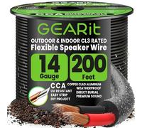 GEARit 2x2.5mm² Speaker Cable, CL3 In-Wall Rated CCA Speaker Wire, 14AWG 2 Core Audio Cable for Home Cinema, Outdoor Direct Burial, Garden Speakers and Car Stereo- 60.96m/200ft, Black