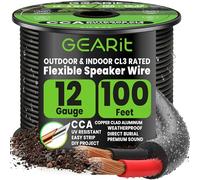 GEARit 2x4mm² Speaker Cable 30.48 m/100 ft,12 AWG Speaker Wire CL3 Rated,Audio Cable with Red/Black Color Coded,Outdoor Speaker Wires for Home,Car,Outdoor,Patio,Garden,In-Wall,Backyard,CCA(Black)