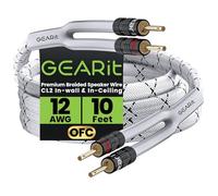 GEARit 2x4mm² Speaker Cable with Banana Plugs White 12 Gauge 10 ft,Speaker Cable CL2 Rated 12AWG OFC,Heavy Duty Braided 12 Gauge Speaker Wire for Hi-Fi,Audiophiles,Home Cinema,Amplifiers&Speakers