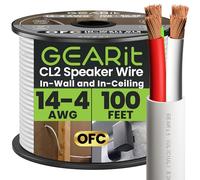 GEARit 4x2.5mm² Speaker Cable 30.48 m/100 ft, UL CL2 Rated In-Wall OFC Speaker Wire, Red/Black Color Coded Audio Cable for Home Theater, Commercial Audio & Office Installations(White,4 Conductors)