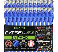 GearIT 50-Pack, CAT5E Ethernet Connection Cable 1.5 Feet - 5E RJ45 LAN Network Cable for Computer, Blue - Compatible with Switch 48 Port PoE Gigabit Rack Mount 6 Feet (24-Pack) blue
