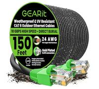 GearIT 52.2m Cat6 Direct Burial Ethernet Cable - Cat 6 Outdoor Waterproof, In-Ground, UV Jacket - UTP 550 Mhz High Speed Internet Broadband Network - CCA (52.2 Meters, 150 Feet)
