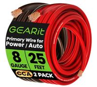 GearIT 8 Gauge 25ft Black/Red CCA Wire - For Automotive Power/Ground, Battery Cable, Car Audio, RV, Trailer, Amp