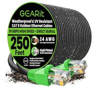 GearIT 87m Cat6 Direct Burial Ethernet Cable - Cat 6 Outdoor Waterproof, In-Ground, UV Jacket - UTP 550 Mhz High Speed Internet Broadband Network - CCA (87 Meters, 250 Feet)