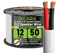 GEARit Car Speaker Wire 12 gauge, UL CL2 Rated Speaker Cable, 2×4mm² Audio Cable with Polarity Mark, OFC Copper Wire 12 AWG for In-Wall Home Theater Surround Sound, Car Audio Stereo(50FT, White)