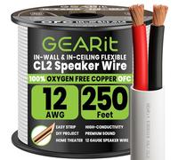GEARit Car Speaker Wire 12 gauge, UL CL2 Rated Speaker Cable, 2×4mm² Audio Cable with Polarity Mark, OFC Copper Wire 12 AWG for In-Wall Home Theater Surround Sound, Car Audio Stereo(250FT, White)