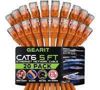 GearIT Cat 6 Ethernet Cable 5 ft (20-Pack) - Cat6 Patch Cable, Cat 6 Patch Cable, Cat6 Cable, Cat 6 Cable, Cat6 Ethernet Cable, Network Cable, Internet Cable - Orange 5 Feet