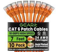 GearIT Cat 6 Ethernet Cable Cat 6 Patch Cable, Cat6 Cable, Cat6 Ethernet Cable, Network Cable, Internet Cable - Orange 3 Feet (Pack of 10)