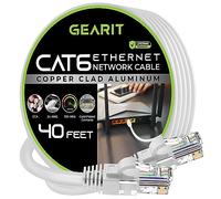 GearIT Cat 6 Ethernet Cable CCA (40 feet) LAN Network Cord, UTP, Internet, Network Cable - Supports Cat6 / Cat5e / Cat5 Network Standard - White, 40ft