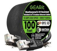 GEARit Cat6 Outdoor Ethernet Cable (100ft) 23AWG Pure Copper, FTP, LLDPE, Waterproof, Direct Burial, In-Ground, UV Resistant, POE, Network, LAN, Internet, Cat 6, Cat6 Cable - 100 Feet