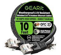 GEARit Cat6 Outdoor Ethernet Cable (10ft) 23AWG Pure Copper, FTP, LLDPE, Waterproof, Direct Burial, In-Ground, UV Resistant, POE, Network, LAN, Internet, Cat 6, Cat6 Cable - 10 Feet