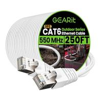 GEARit Cat6 Outdoor Ethernet Cable (250ft) 23AWG Pure Copper, FTP, LLDPE, Waterproof, Direct Burial, In-Ground, UV Resistant, POE, Network, LAN, Internet, Cat 6, Cat6 Cable - 250 Feet