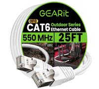 GEARit Cat6 Outdoor Ethernet Cable (25ft) 23AWG Pure Copper, FTP, LLDPE, Waterproof, Direct Burial, In-Ground, UV Resistant, POE, Network, LAN, Internet, Cat 6, Cat6 Cable - 25 Feet