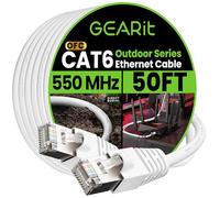 GEARit Cat6 Outdoor Ethernet Cable (50ft) 23AWG Pure Copper, FTP, LLDPE, Waterproof, Direct Burial, In-Ground, UV Resistant, POE, Network, LAN, Internet, Cat 6, Cat6 Cable - 50 Feet