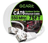 GEARit Cat6 Outdoor Ethernet Cable (75ft) 23AWG Pure Copper, FTP, LLDPE, Waterproof, Direct Burial, In-Ground, UV Resistant, POE, Network, LAN, Internet, Cat 6, Cat6 Cable - 75 Feet