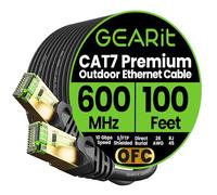 GEARit Cat7 Outdoor Ethernet Cable (100ft) SFTP Shielded Foil Twisted Pair, Pure Copper, LLDPE, Waterproof, Direct Burial, In-Ground, UV Resistant, POE, Network, LAN, Internet, Cat 7-100 Feet