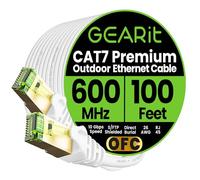 GEARit Cat7 Outdoor Ethernet Cable (100ft) SFTP Shielded Foil Twisted Pair, Pure Copper, LLDPE, Waterproof, Direct Burial, In-Ground, UV Resistant, POE, Network, LAN, Internet, Cat 7-100 Feet