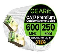 GEARit Cat7 Outdoor Ethernet Cable (250ft) SFTP Shielded Foil Twisted Pair, Pure Copper, LLDPE, Waterproof, Direct Burial, In-Ground, UV Resistant, POE, Network, LAN, Internet, Cat 7-250 Feet