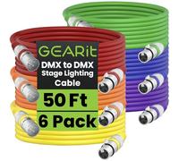 GearIT DMX Stage Lighting Cable - 25 Feet, 6-Pack (XLR Compatible) 3-Pin Balanced Shielded for DJ, LED Moving Head Par Light, Mic Mixer, Recording Studio, Podcast - 25ft