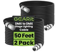GearIT DMX Stage Lighting Cable (50 Feet, 2-Pack) - DMX Male to Female (XLR Compatible) 3-Pin Balanced Shielded for DJ LED Moving Head Par Light, Mic Mixer, Recording Studio, Podcast - 50ft