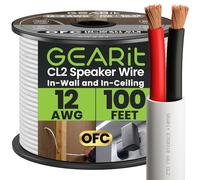 GearIT In-Wall Speaker Wire OFC 2x1.5mm≤ (30.48 Meters - White) Oxygen-Free Copper - Hi-Fi Audio Cable for In-Wall / CL2 Rated / 2-Conductors - 16 Gauge AWG, 100 Feet