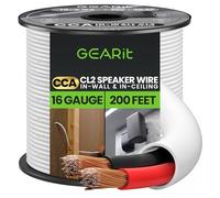 GearIT In-Wall Speaker Wire OFC 2x1.5mm≤ (60.96 Meters - White) Oxygen-Free Copper - Hi-Fi Audio for CL2 Rated / 2-Conductors - 16 Gauge AWG, 200 Feet