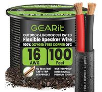 GearIT Outdoor Speaker Wire OFC 2x1.5mm≤ (30.48 Meters - Black) Oxygen-Free Copper - Hi-Fi Audio Cable for Direct Burial in Ground/In-Wall / CL3 CL2 Rated / 2-Conductors - 16 Gauge AWG, 100 Feet