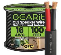 GearIT Outdoor Speaker Wire OFC 2x1.5mm≤ (30.48 Meters - Black) Oxygen-Free Copper - Hi-Fi Audio Cable for Direct Burial in Ground/In-Wall / CL3 CL2 Rated / 2-Conductors - 16 Gauge AWG, 100 Feet