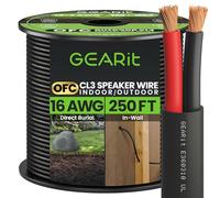 GearIT Outdoor Speaker Wire OFC 2x1.5mm≤ (76.2 Meters - Black) Oxygen-Free Copper - Hi-Fi Audio Cable for Direct Burial in Ground/In-Wall / CL3 CL2 Rated / 2-Conductors - 16 Gauge AWG, 250 Feet